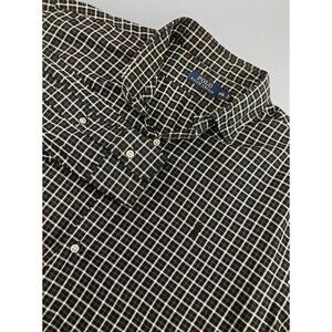 Polo Ralph Lauren Shirt Mens XXL Black White Plaid Pony Logo Cotton Button Up